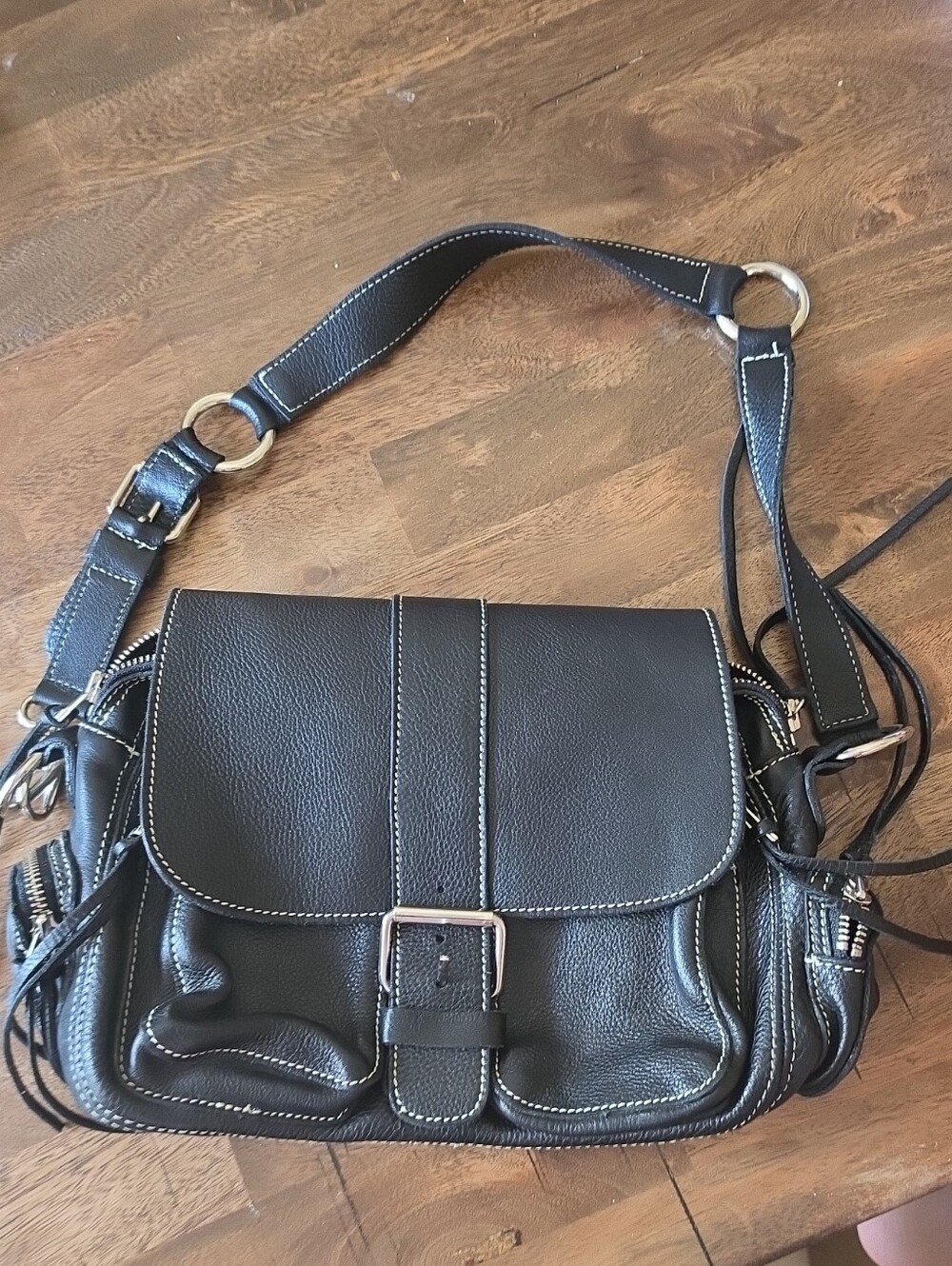 Vintage Roots Canadian Handmade Black Leather Purse
